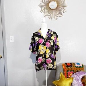 VTG 90s Chaus Multicolor Floral Button Down Cottagecore Fairy Boho Shirt
